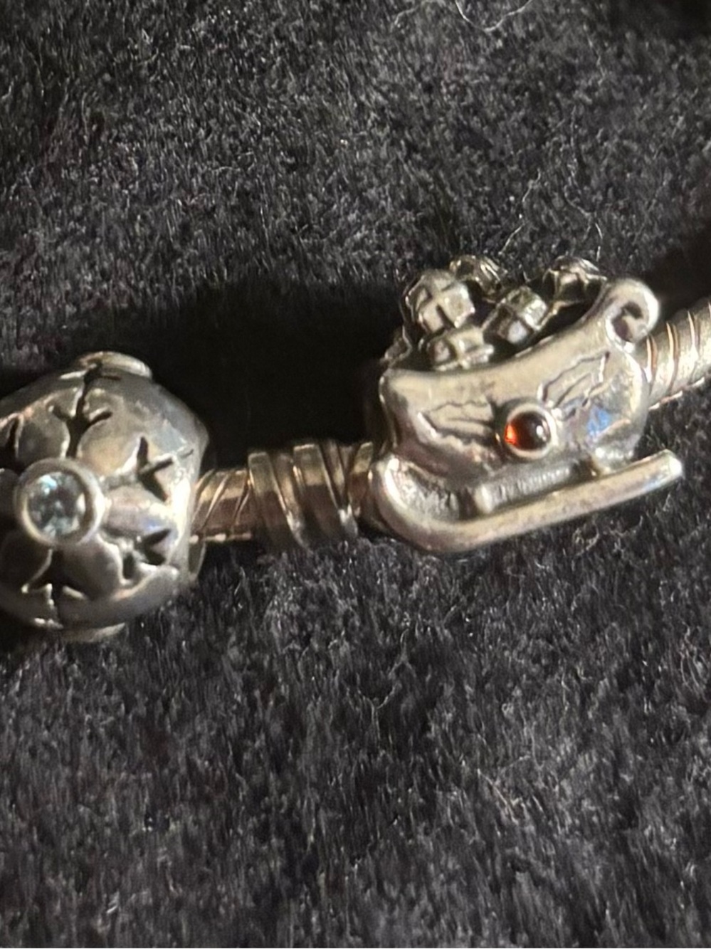 Sterling Silver Charm Bracelet with Yellow Glass Accent - Picture 5 of 11